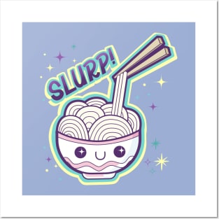 Cute Kawaii Ramen Noodle Bowl SLURP! Posters and Art